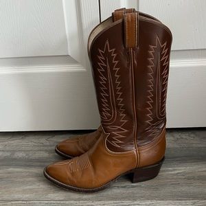 Tony Lama Two-Tone Brown Heeled Boots